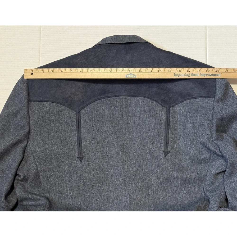 CIRCLE S Dallas Texas - Men's VTG Western Blazer Jacket Gray Suede Yoke USA -48L